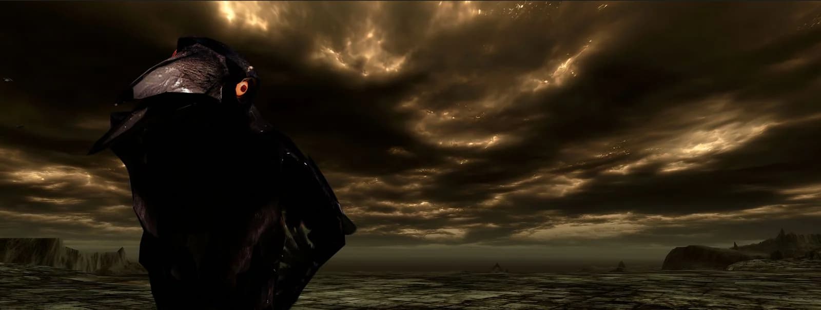 Render: a crow against a dark sky