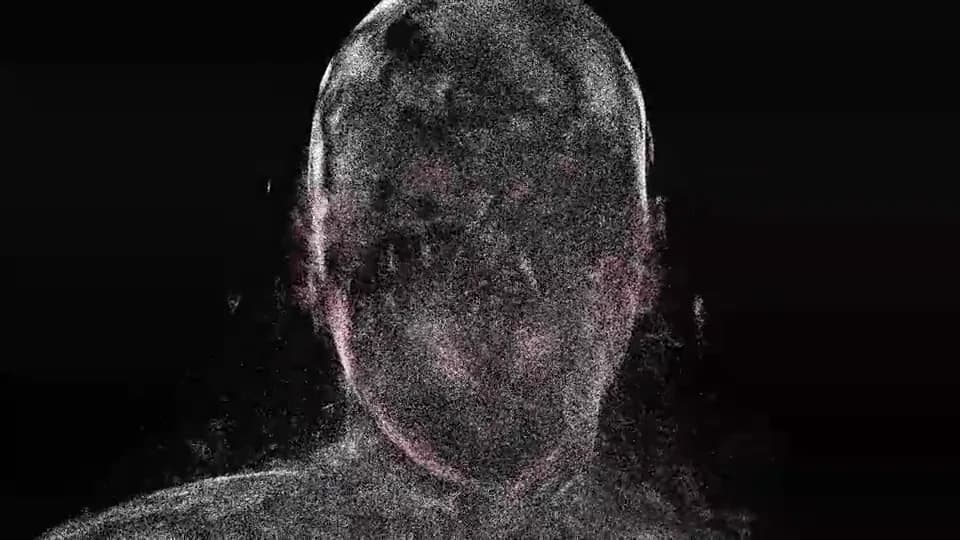 Pointcloud visual: a face made of scattered points